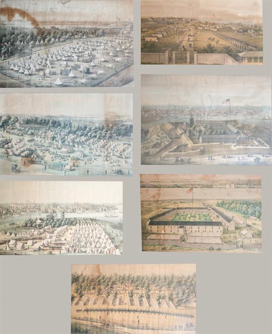  Civil War Camp Views Eight chromolithographs 13966d
