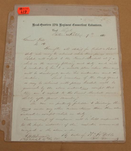  Civil War Document One item order 139795