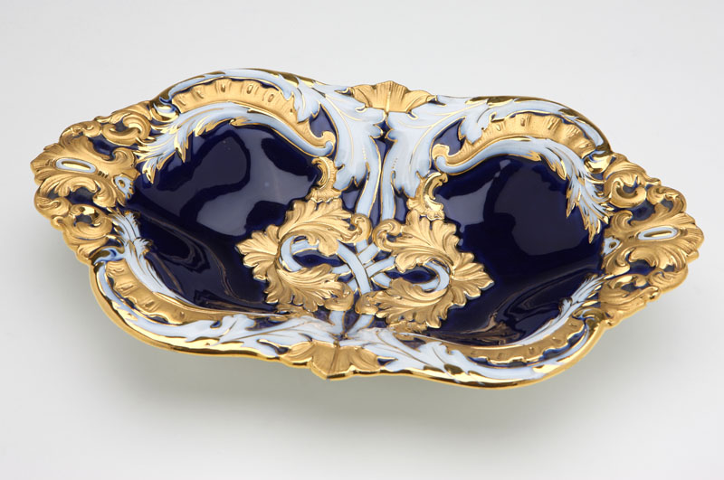 A Meissen parcel-gilt cobalt blue