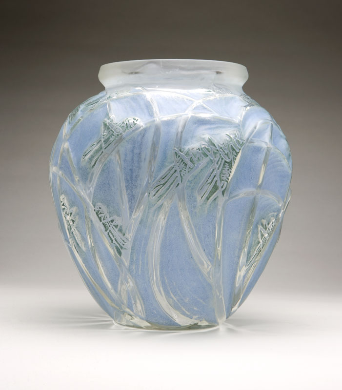 A Rene Lalique blue and green patinated