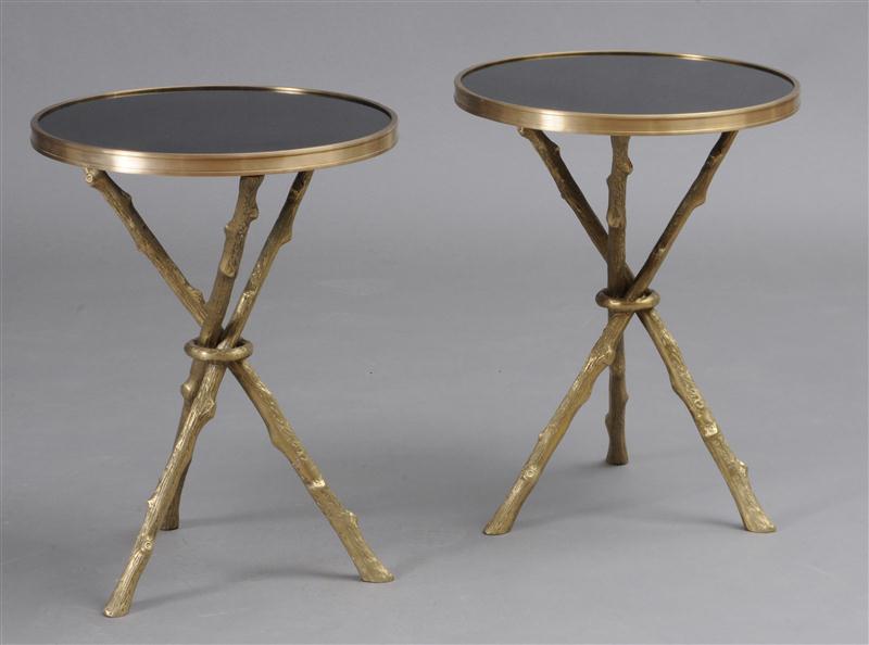 PAIR OF CIRCULAR BRASS TABLES With 13c19a