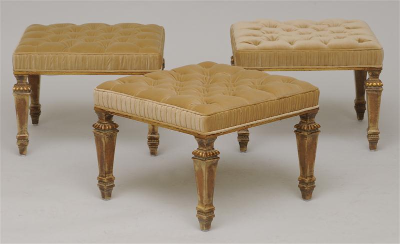 SET OF THREE FRENCH GILTWOOD TUFTED 13c1ce
