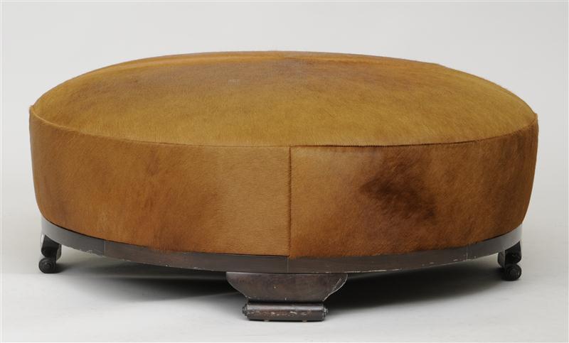 MODERN CALF SKIN AND EBONIZED OTTOMAN 13c1c6