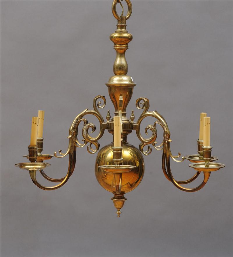 DUTCH BAROQUE STYLE BRASS SIX LIGHT 13cbb9