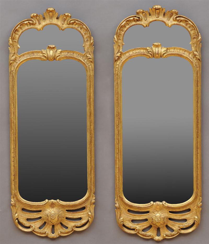 PAIR OF SWISS ROCOCO GILTWOOD MIRRORS