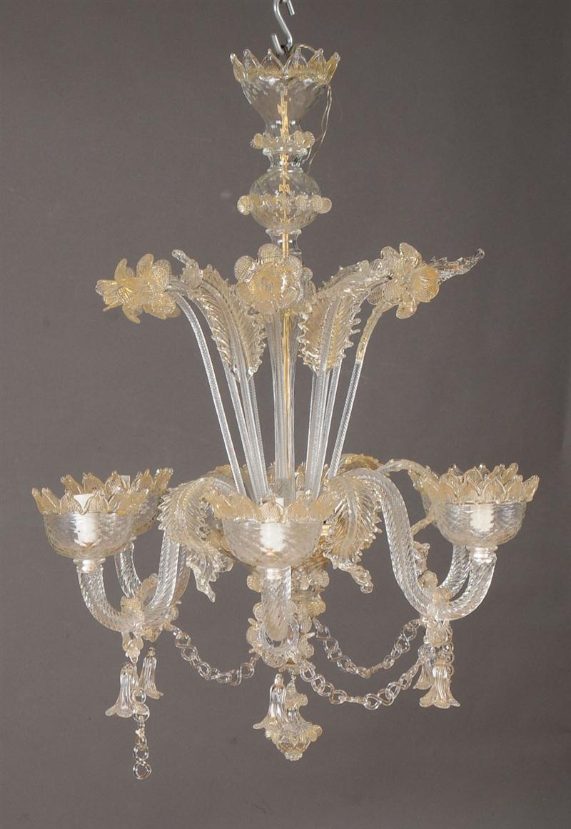 VENETIAN GLASS SIX-LIGHT CHANDELIER