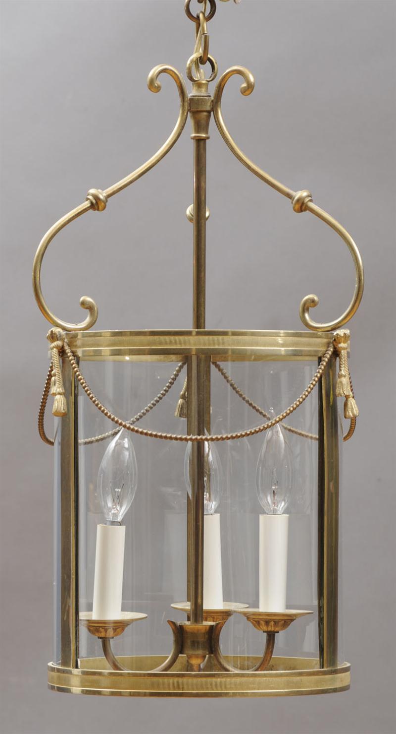 GEORGE III STYLE BRASS THREE LIGHT 13cbed