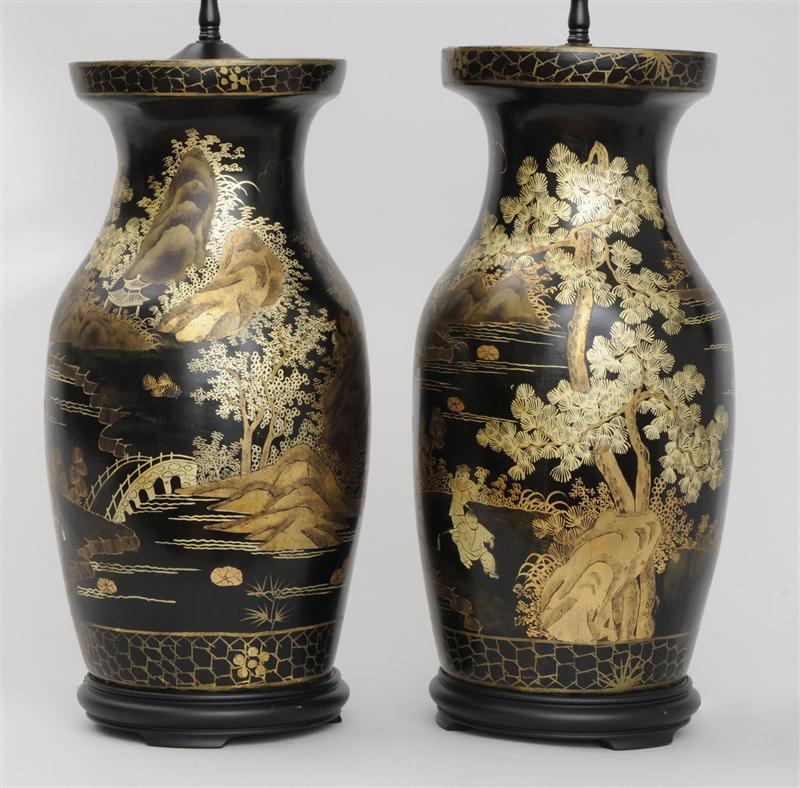 PAIR OF CHINESE EXPORT STYLE BLACK-GROUND