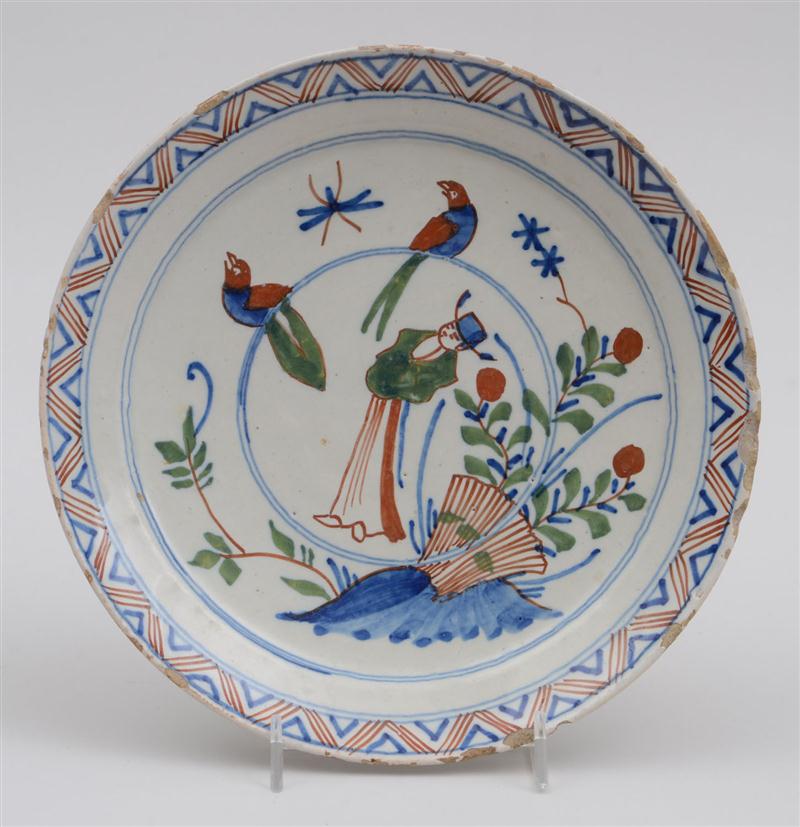 DUTCH DELFT POLYCHROME DISH Circa 13cc79