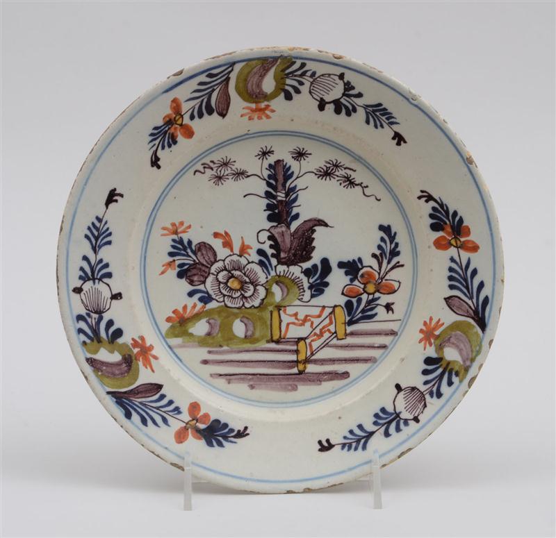 DUTCH DELFT POLYCHROME PLATE Circa