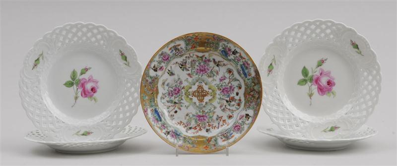 SET OF FOUR MEISSEN PORCELAIN RETICULATED