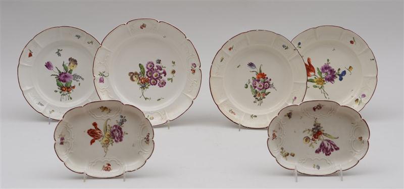 FOUR 18TH CENTURY LUDWIGSBURG FLORAL-DECORATED