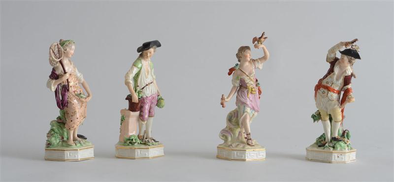 SET OF FOUR DERBY PORCELAIN FIGURES