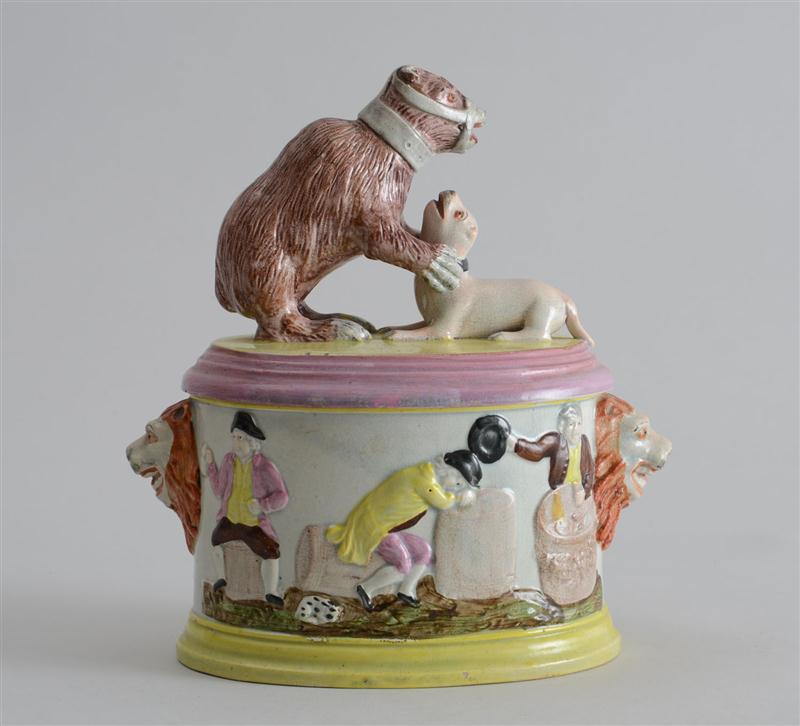 STAFFORDSHIRE PEARLWARE BEAR BAITING  13ccd2