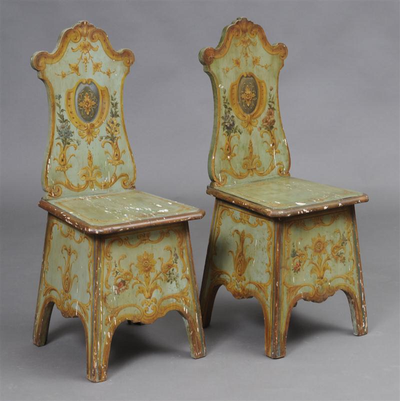 PAIR OF GEORGE III STYLE GREEN GROUND 13cd01