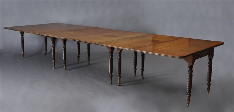 REGENCY CARVED MAHOGANY THREE-PART DINING