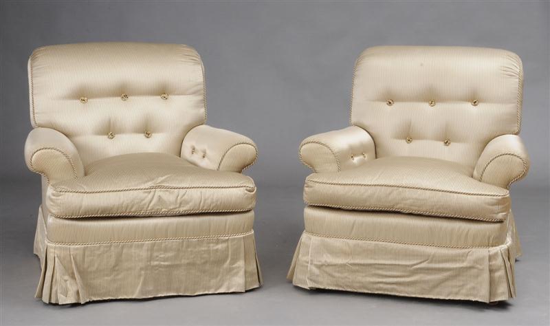 PAIR OF STRIPPED SILK UPHOLSTERED 13cd2e