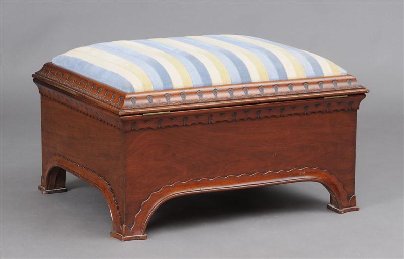 VICTORIAN CARVED MAHOGANY OTTOMAN 13cd3a