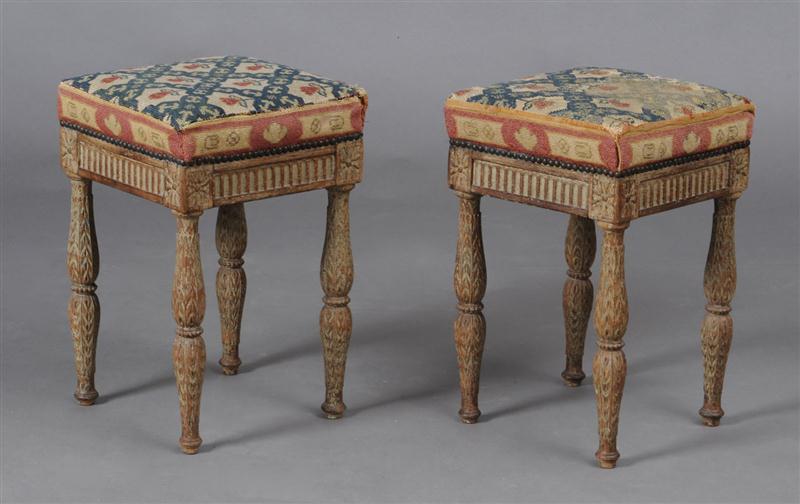 PAIR OF DIRECTOIRE PAINTED TABOURETS 13cd7d