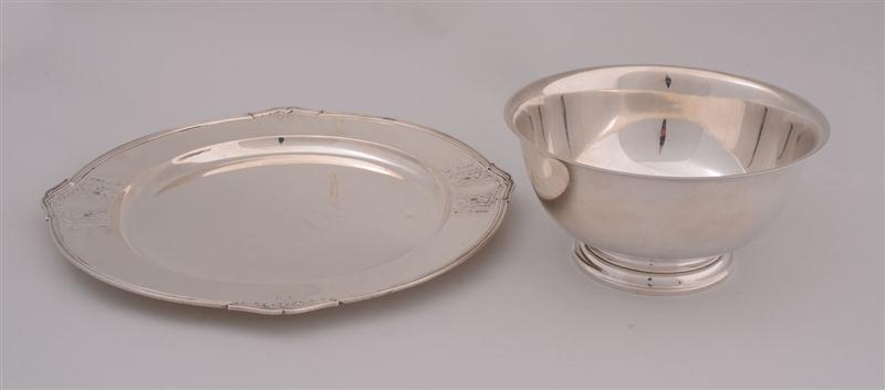 GORHAM ENGRAVED SILVER TRAY AND A GORHAM