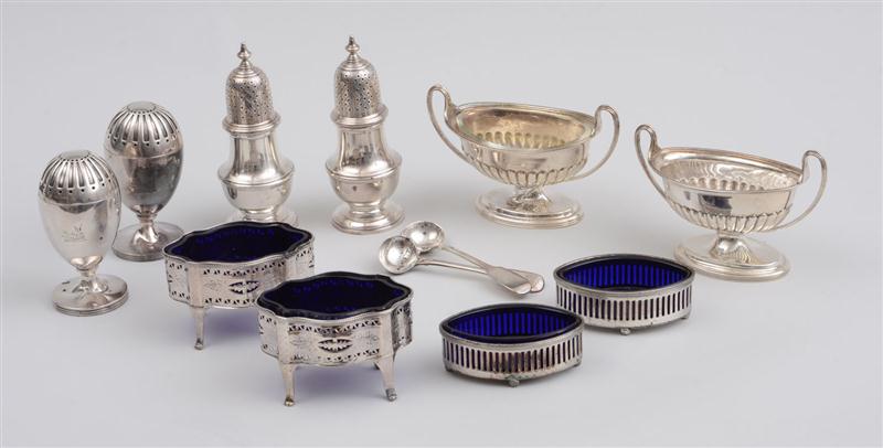 TWO PAIRS OF ENGLISH SILVER SALTS 13cde0