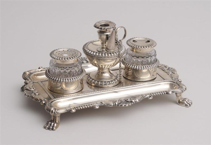 GEORGE III SILVER INKSTAND John 13cde6