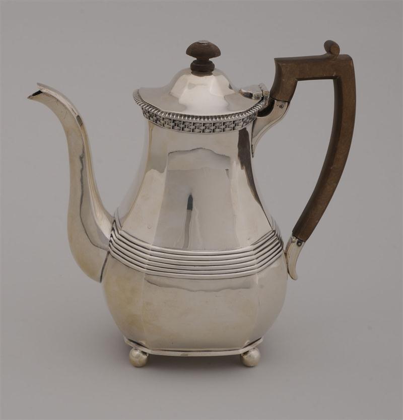 ENGLISH CRESTED SILVER COFFEE POT