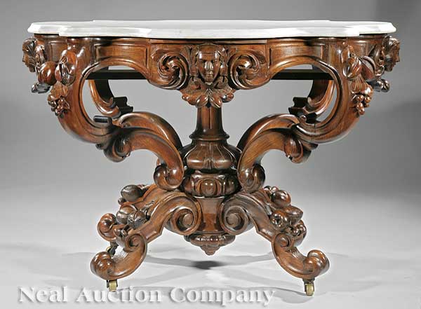 An American Rococo Carved Rosewood Center