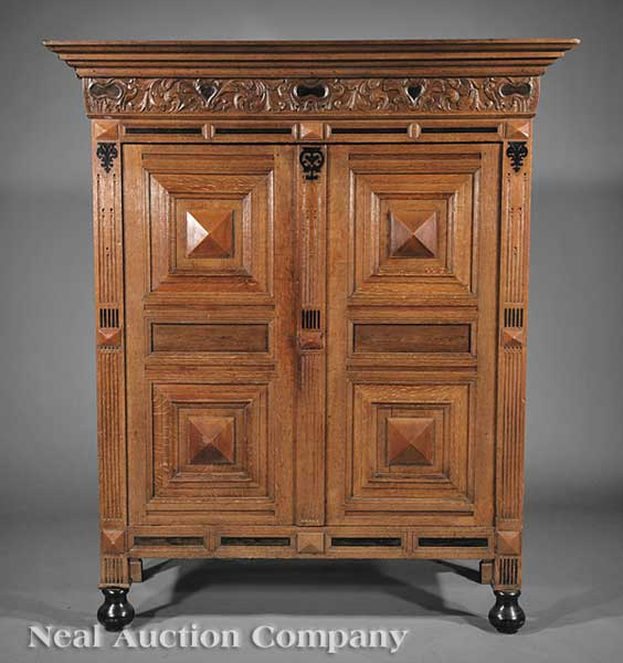 An Antique Dutch Oak and Ebonized