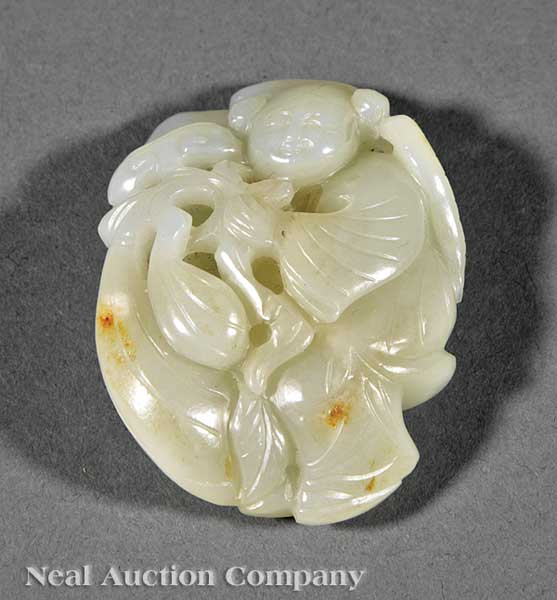 A Chinese Celadon Jade Girl and