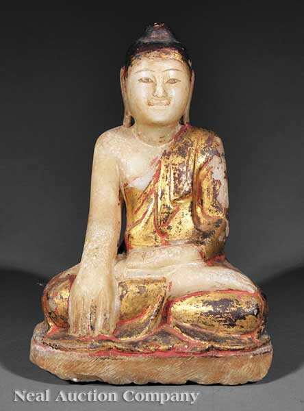 A Burmese Parcel Gilt and Polychrome