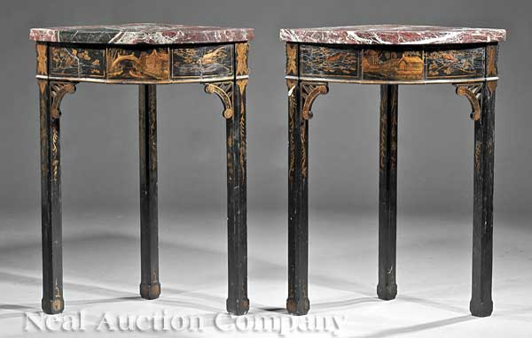 A Pair of Black Chinoiserie and 13d0bd
