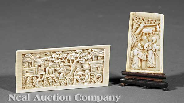 Two Chinese Carved Ivory Scenic 13d0ec