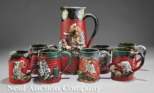 A Japanese Sumida Ware Figural Pitcher