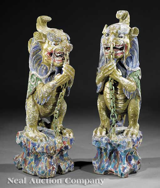 A Pair of Chinese Polychrome Painted