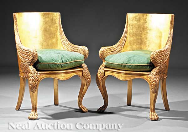 A Pair of Empire-Style Carved and