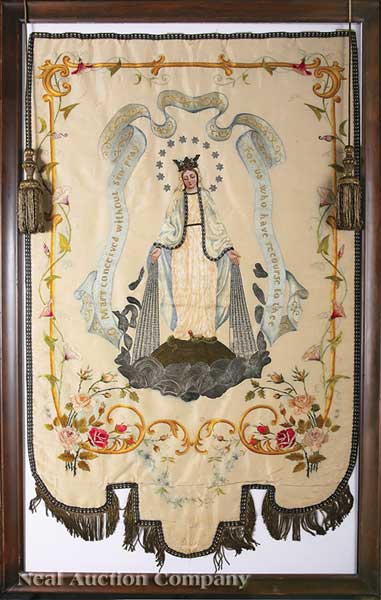 A Finely Embroidered Processional Banner