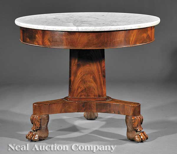 An American Classical Carved Mahogany