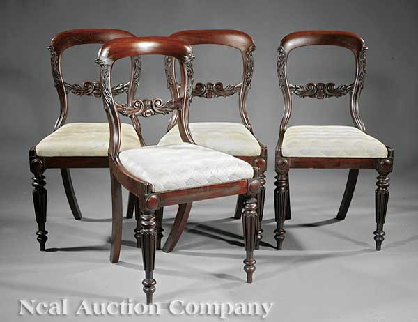 Four William IV Carved Mahogany