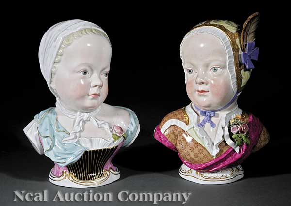 Two Meissen Porcelain Busts 19th