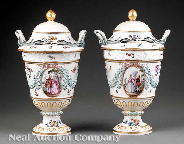 A Pair of Meissen Porcelain Lidded