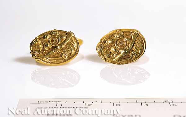 A Pair of Antique Russian Yellow Gold