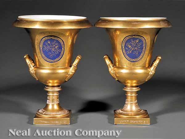 A Pair of Paris Porcelain Gilt-Decorated