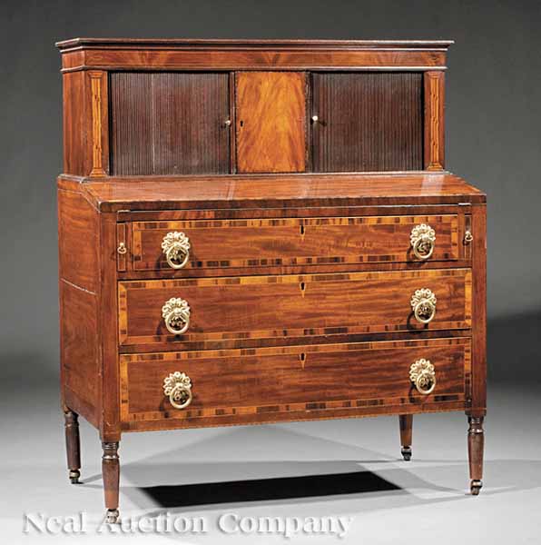 A Federal Inlaid Mahogany Tambour Desk