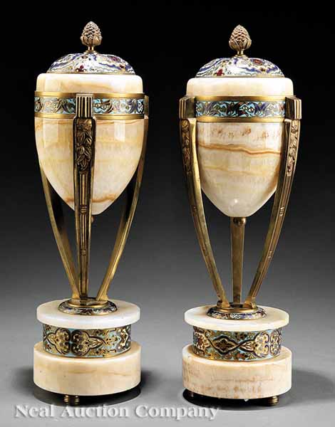 A Pair of French Art Deco Champlev  13d558