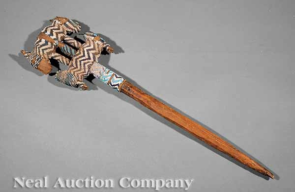 A Cameroon Carved Wood Beaded Scepter 13d583