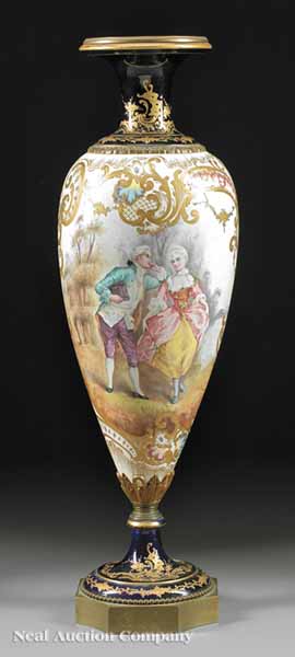 A Tall Sèvres Polychrome and Gilt-Decorated