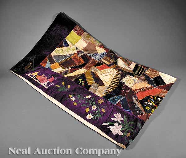 A Silk and Cotton Crazy Quilt c  13b04f