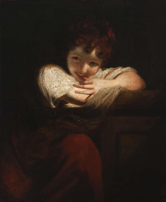 Girl leaning on a pedestal (The Laughing