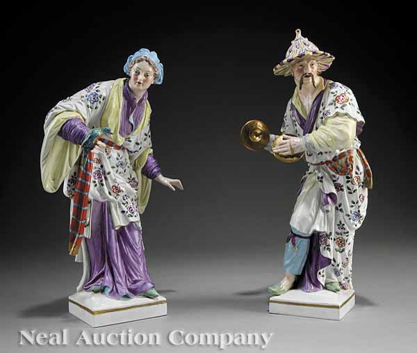 A Pair of KPM Porcelain Figures of a